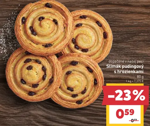 Slimák pudingový s hrozienkami