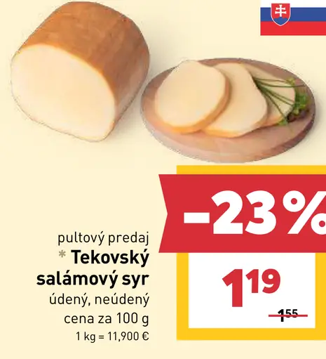 Tekovský salámový syr údený, neúdený