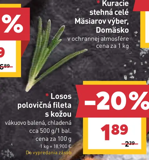 Losos polovičná fileta s kožou vákuovo balená, chladená