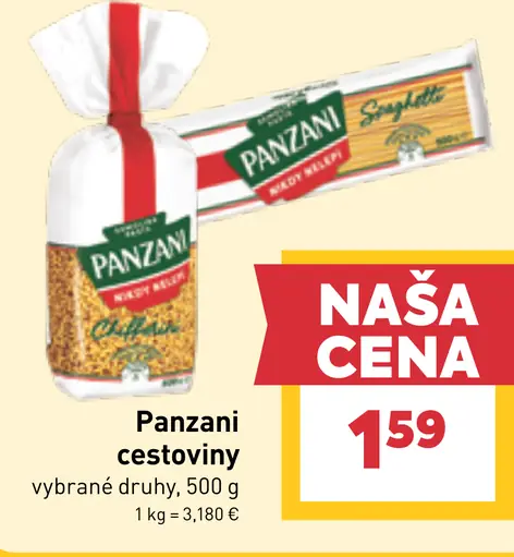 Panzani cestoviny vybrané druhy