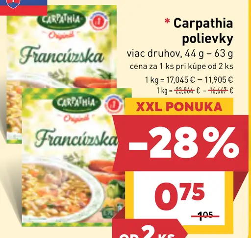 Carpathia polievky Francúzska, viac druhov