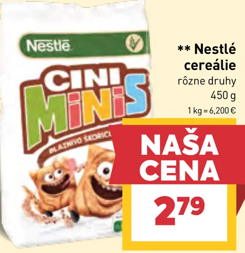 Nestlé Cini Minis cereálie – rôzne druhy