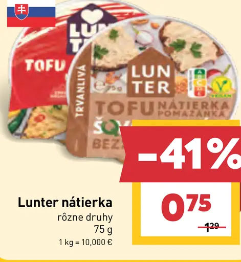 Lunter tofu nátierka, rôzne druhy