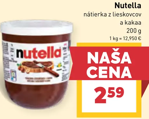 Nutella Nátierka z lieskovcov a kakaa