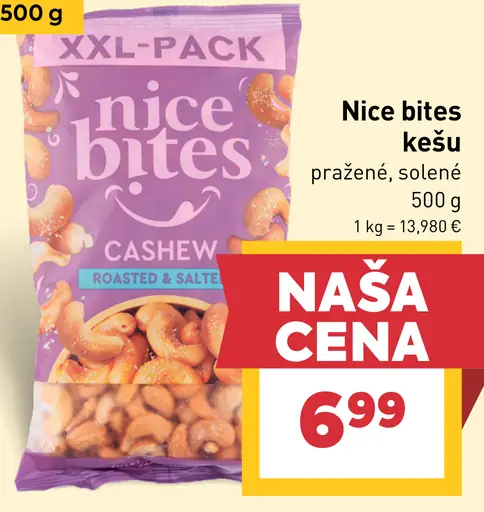 Nice bites kešu pražené, solené