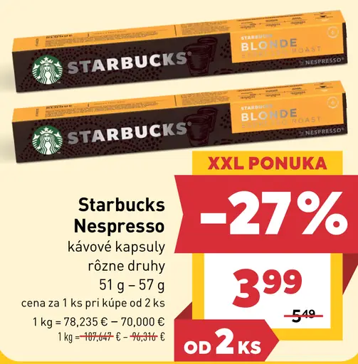 Starbucks Nespresso kávové kapsuly, rôzne druhy