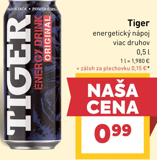 Tiger energetický nápoj rôzne druhy plechovka