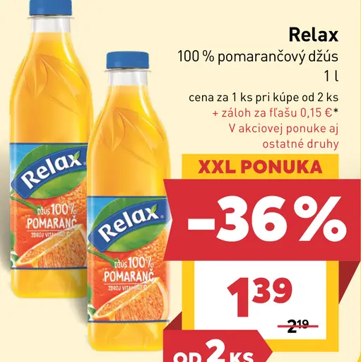Relax 100% pomarančový džús