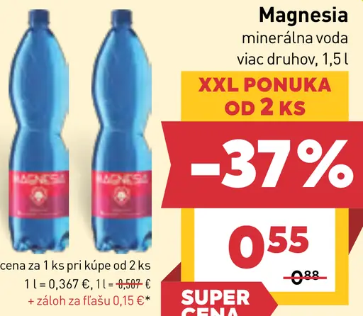 Magnesia Prírodná minerálna voda neperlivá