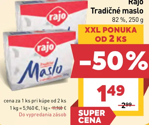 Rajo Tradičné maslo 82 %