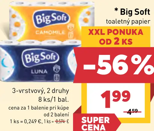 Big Soft toaletný papier 3-vrstvový