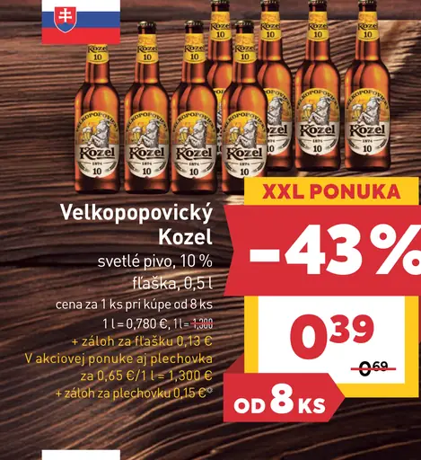 Velkopopovický Kozel svetlé pivo 10% plechovka