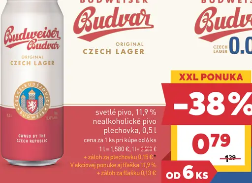 Budweiser Budvar Original svetlé pivo 12 % plechovka