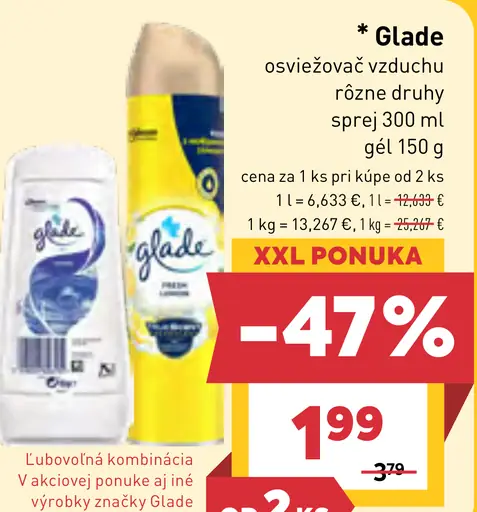 Glade osviežovač vzduchu v spreji, rôzne druhy
