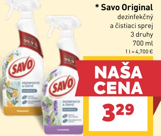 Savo Original dezinfekčný a čistiaci sprej, 3 druhy