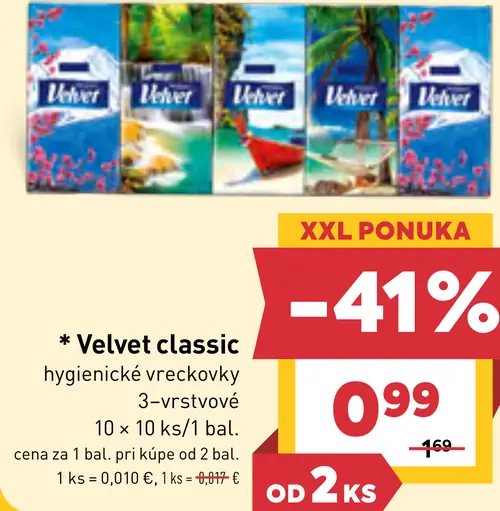 Velvet Classic hygienické vreckovky
