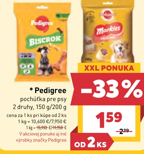 Pedigree pochúťka pre psy, 2 druhy