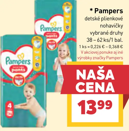 Pampers detské plienkové nohavičky, vybrané druhy