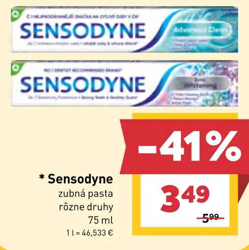 Sensodyne zubná pasta rôzne druhy