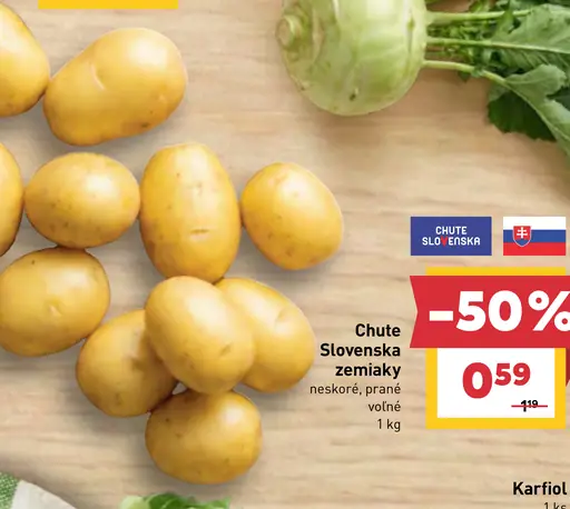 Chute Slovenska zemiaky neskoré prané voľné