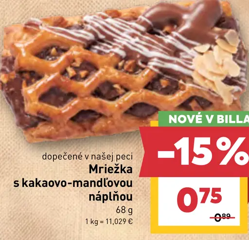 Mriežka s kakaovo-mandľovou náplňou