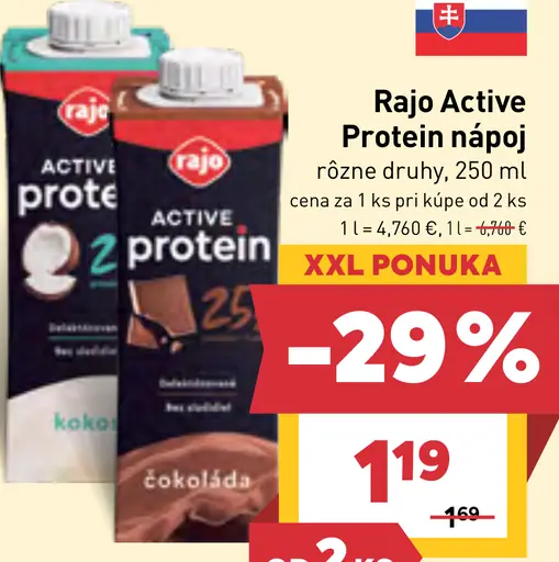 Rajo Active Protein nápoj rôzne druhy