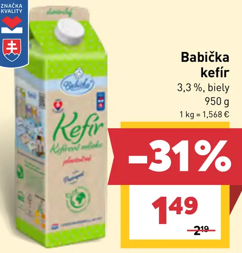 Babička kefír 3,3 % biely