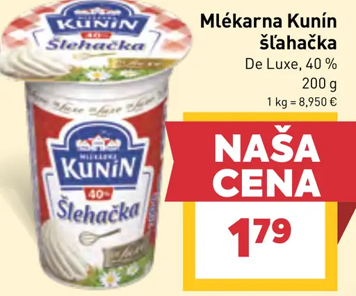 Mliekarna Kunín Šľahačka De Luxe 40 %