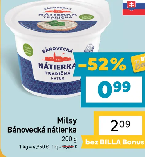 Milsy Bánovecká nátierka tradičná natur