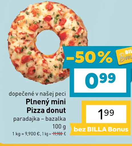 Plnený mini pizza donut paradajka-bazalka