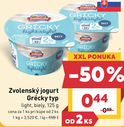 Zvolenský jogurt grécky typ light biely
