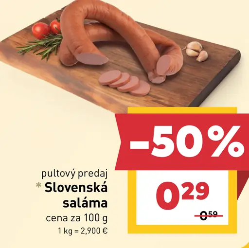 Slovenská točená saláma pultový predaj