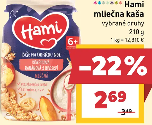 Hami mliečna kaša rôzne druhy