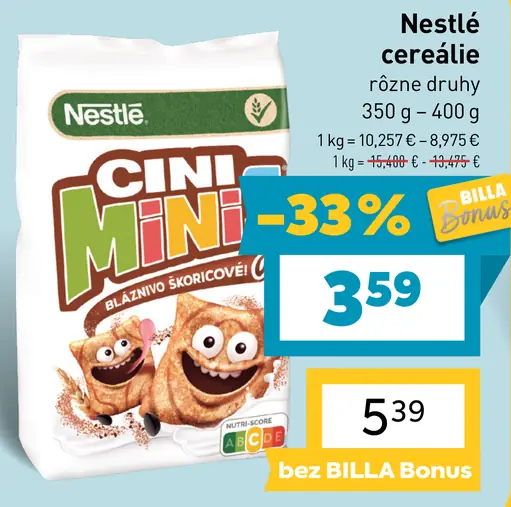 Nestlé cereálie rôzne druhy