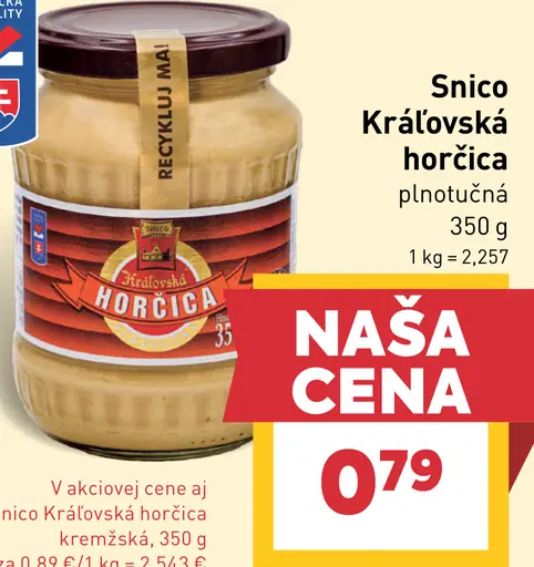 Snico Kráľovská Horčica plnotučná