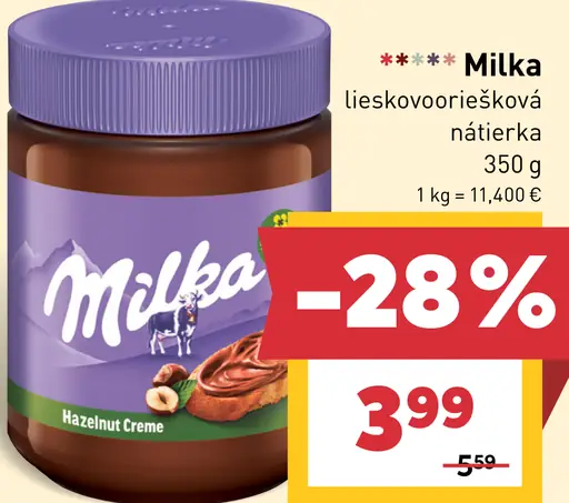 Milka Lieskooriešková nátierka