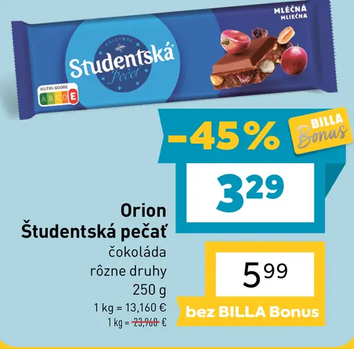 Orion Študentská pečať čokoláda rôzne druhy