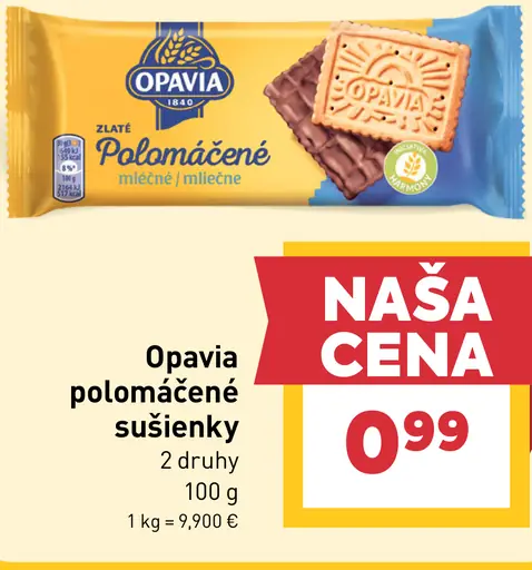 Opavia polomáčané sušienky 2 druhy
