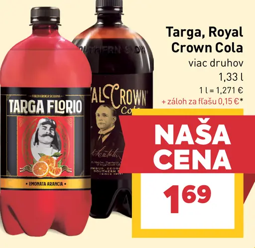 Targa a Royal Crown Cola nealkoholické nápoje, viac druhov