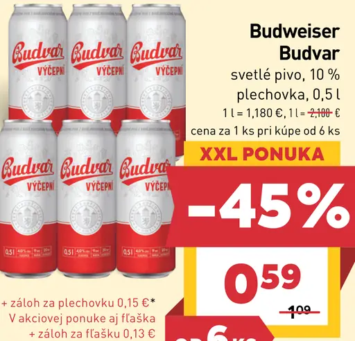 Budweiser Budvar svetlé pivo plechovka