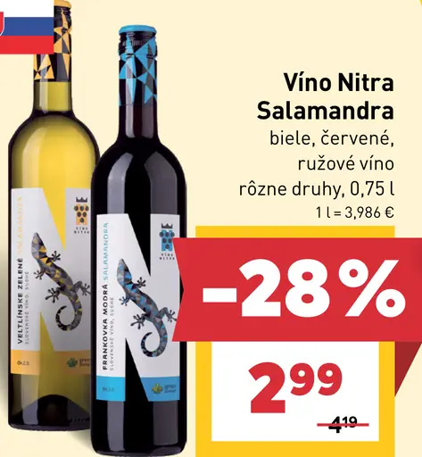 Víno Nitra Salamandra – biele, červené a ružové víno, rôzne druhy