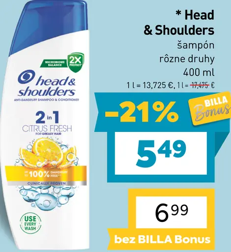 Head & Shoulders šampón Citrus Fresh 2 v 1