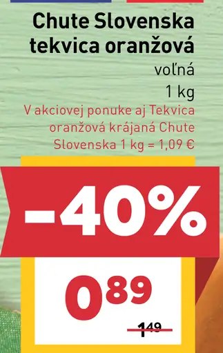 Chute Slovenska tekvica oranžová, voľná
