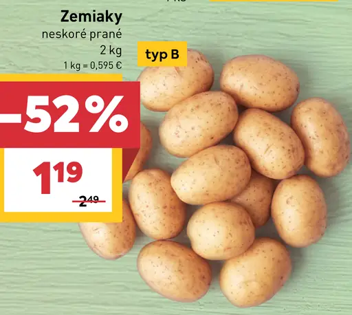 Zemiaky neskoré prané