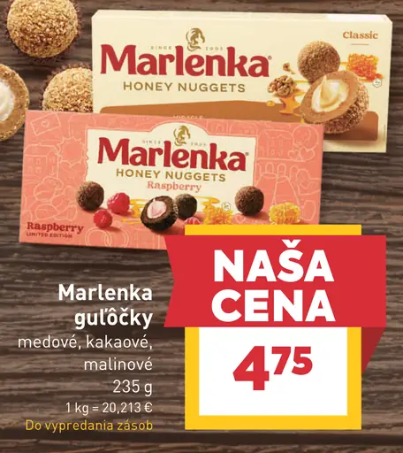 Marlenka guľôčky malinové, medové, kakaové