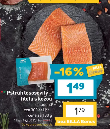 Pstruh lososovitý filet s kožou