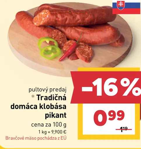 Tradičná domáca klobása pikant