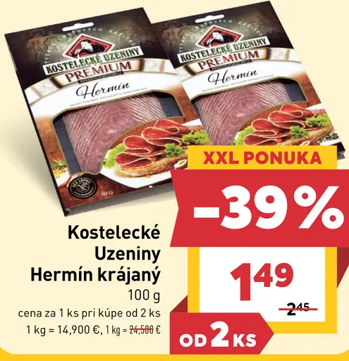 Kostelecké Uzeniny Hermín krájaný