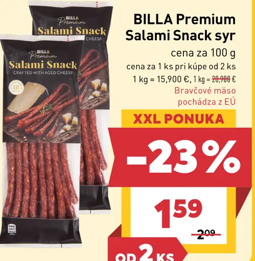 BILLA Premium Salami Snack syr