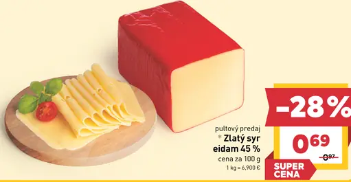 Zlatý syr eidam 45 %